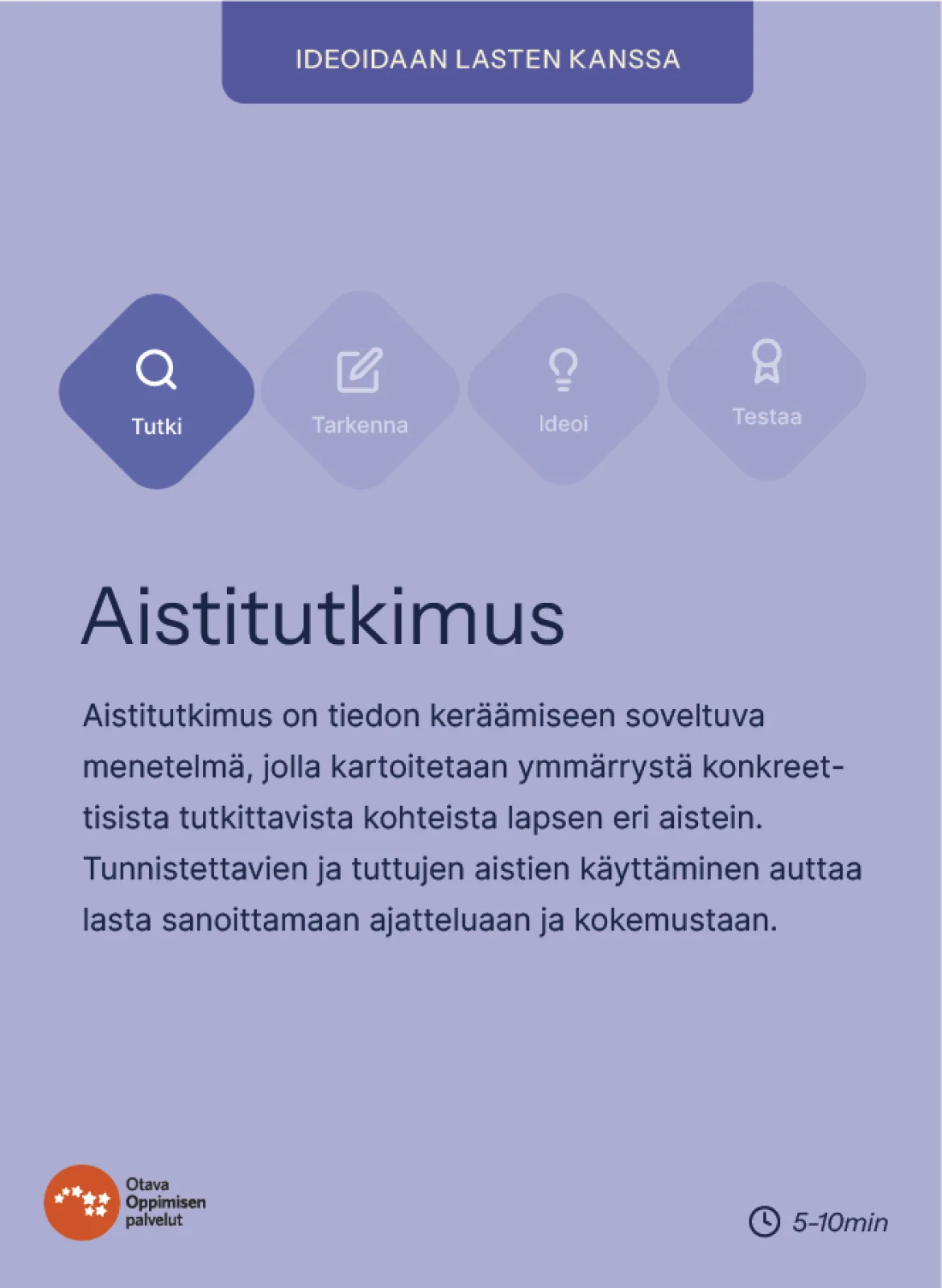 Ideoidaan lasten kanssa: Aistitutkimus-kortti