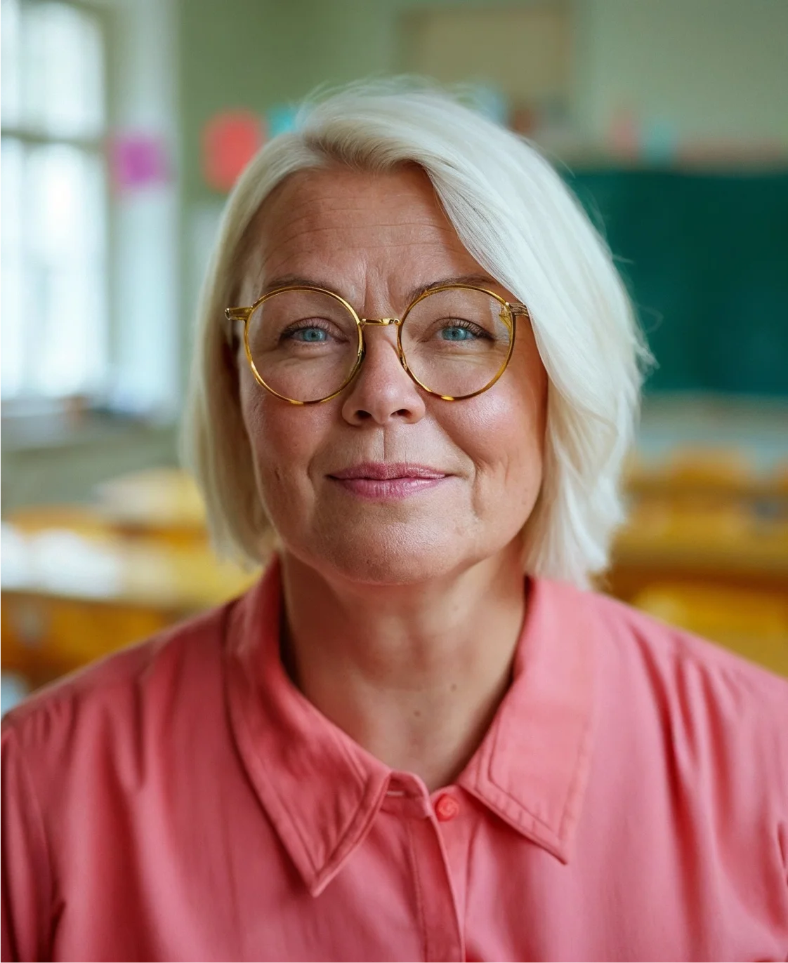 45-vuotias nainen koulussa